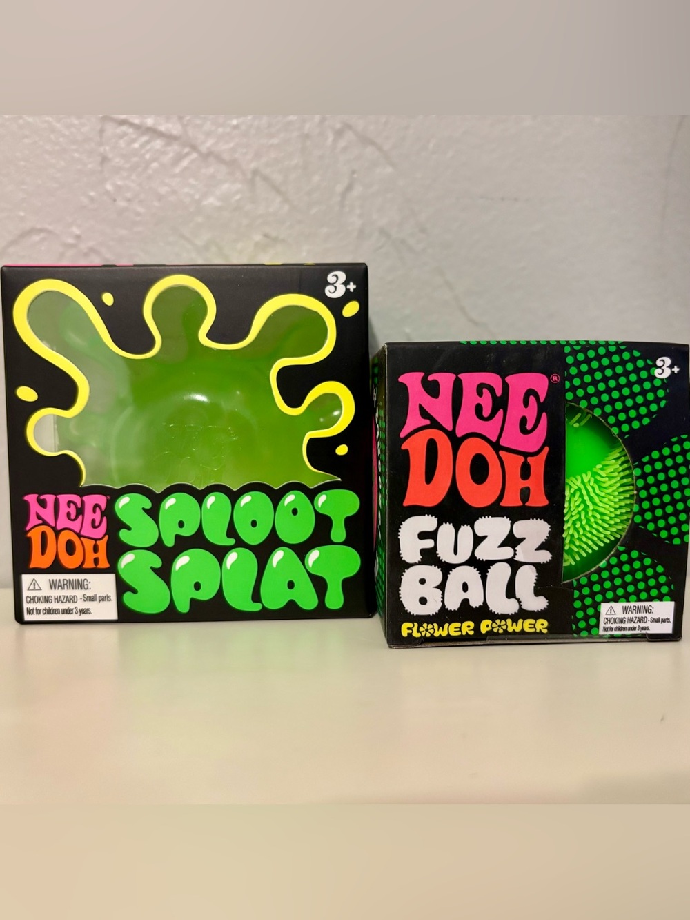 NeeDoh Green Sploot Splat & Flower Power FuzzBall Toys